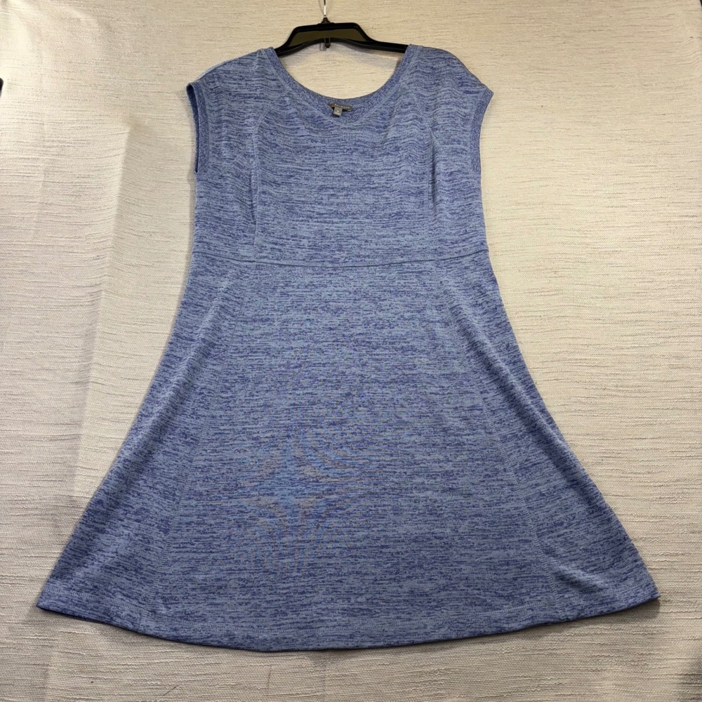 Talbots Blue Space Dye Knit A-Line Dress Cap Sleeve V-Neck Size‎ M VN5056